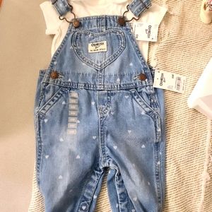 OshKosh baby girl denim overalls. 6 months.